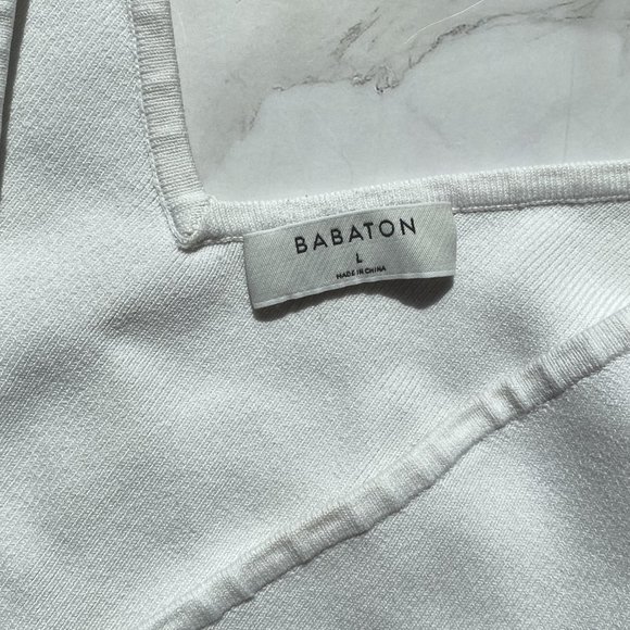 Babaton Women's White Tight-Fitting V-Neck Short Sleeve Summer Tops Size Large - Picture 4 of 6